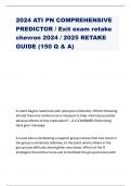 2024 ATI PN COMPREHENSIVE PREDICTOR / Exit exam retake chevron 2024 / 2025 RETAKE GUIDE (150 Q & A)