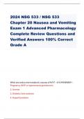 2024 NSG 533 / NSG 533 Chapter 20 Nausea and Vomiting Exam 1 Advanced Pharmacology Complete Review Questions and Verified Answers 100% Correct Grade A