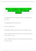 Honors Chemistry Semester 1 Final exam questions with complete  solutions