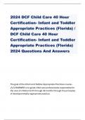 2024 DCF Child Care 40 Hour Certification- Infant and Toddler Appropriate Practices (Florida) / DCF Child Care 40 Hour Certification- Infant and Toddler Appropriate Practices (Florida) 2024 Questions And Answers