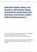 2024 DCF Health, Safety, and Nutrition / DCF Health, Safety, and Nutrition Study Guide Test Questions and Answers (2024 / 2025) (Verified Answers)