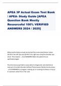 APEA 3P Actual Exam Test Bank / APEA- Study Guide [APEA Question Bank Mostly Resourceful 100% VERIFIED ANSWERS 2024 / 2025]