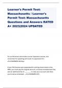 Learner's Permit Test: Massachusetts / Learner's Permit Test: Massachusetts Questions and Answers RATED A+ 2023|2024 UPDATED