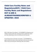 Child Care Facility Rules and Regulations(DCF) / Child Care Facility Rules and Regulations- DCF Q AND A ALREADYPASSED|VERIFIED & UPDATED | 2024