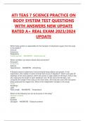 ATI TEAS 7 SCIENCE PRACTICE ON BODY SYSTEM TEST QUESTIONS WITH ANSWERS NEW UPDATE RATED A+ REAL EXAM 2023/2024 UPDATE