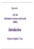 CSE 543 Information Assurance and Security (80092)