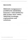 MNE2601 Assignment 4 (COMPLETE ANSWERS) Semester 1 2024 (830615) - DUE 20 May 2024 ;100% TRUSTED workings, explanations and solutions.