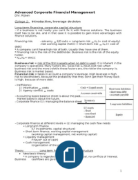 Samenvatting Advanced Corporate Financial Management colleges