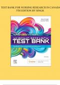 A SOLUTIONS MANUAL FOR NURSING RESEARCH IN CANADA  5TH EDITION TESTBANK BY SINGH (LATEST UPDATE)