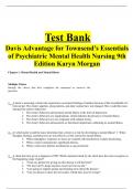 Test Bank  Davis Advantage for Townsend’s Essentials of Psychiatric Mental Health Nursing 9th Edition Karyn Morgan 