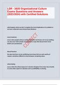 LDR - 302S Organizational Culture Exams Questions and Answers  (2023/2024) with Certified Solutions