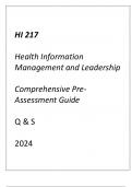 (HU) HI 217 Health Information Management and Leadership Comprehensive Pre-Assessment Guide