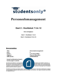 Personeelsmanagement samenvatting boek H7 t/m 12