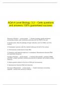  AQA A-Level Biology. 3.2 – Cells questions and answers 100% guaranteed success.