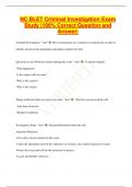 NC BLET Criminal Investigation Exam  Study |100% Correct Question and  Answer|