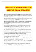 NETSUITE ADMINISTRATOR SAMPLE EXAM 2024-2025