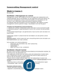 Samenvatting Master Course Management Control