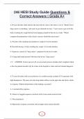 246 HESI Study Guide Questions &  Correct Answers | Grade A+