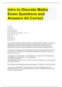 Intro to Discrete Maths Exam Questions and Answers All Correct 