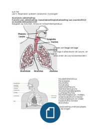Klinisch Redeneren KLR TW Les 5 Respiratoir systeem anatomie en fysiologie