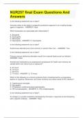 NUR257 final Exam Questions And Answers