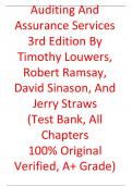 Test Bank For Auditing And Assurance Services 3rd Edition By Timothy Louwers, Robert Ramsay, David Sinason, and Jerry Straws