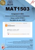 MAT1503 Assignment 2 (COMPLETE ANSWERS) 2024 (673013) - 20 June 2024