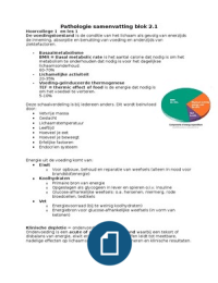 Samenvattingen voor het tentamen van blok 2.1, pathologie, psychologie, biochemie en dietetiek