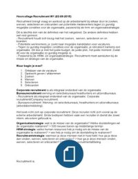 Samenvatting Recruitment 2015 HRM