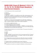NURS 5220: Exam #1 Module 2: Ch 9, 10, 11, 12, 14, 15, 16 2024 Exam Questions And Correct Answers