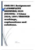 COS1501 Assignment 2 (COMPLETE ANSWERS) 2024 (653506) - 14 June 2024; 100% TRUSTED workings, explanations and solutions.