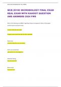 MCB 2010C MICROBIOLOGY FINAL EXAM  REAL EXAM WITH KAHOOT QUESTION  AND ANSWERS 2024 FWS