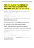 NUR 206 EXAM II PRACTICE EXAM WITH UPDATED QUESTIONS AND ANSWERS 100% A+ GRADED EXCEL