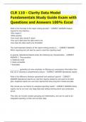 CLR 110 - Clarity Data Model Fundamentals Study Guide Exam with Questions and Answers 100% Excel