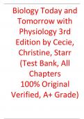 Test Bank For Biology Today And Tomorrow With Physiology 3rd Edition By  Cecie, Christine, Starr