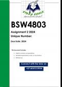 BSW4803 Assignment 2 (QUALITY ANSWERS) 2024