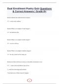 Dual Enrollment Poetry Quiz Questions  & Correct Answers | Grade A+