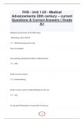 FHS - Unit 1.03 - Medical  Advancements 20th century – current Questions & Correct Answers | Grade  A+