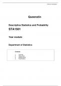 Descriptive Statistics and Probability STA1501  Year module   Department of Statistics