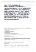 AMS TEST (-ROLES AND RESPONSIBILITIES OF MEDICAL TECHNICIAN -BASIC FACTS RELATED TO CFETP -BASIC FACTS RELATED TO SEIs, AFSC SHREDS, SPECIAL DUTY -BASIC FACTS RELATED TO MILITARY HEALTH CARE. -BASIC FACTS RELATED TO PT. CENTERED MEDICAL HOME (PCMH) -IDENT