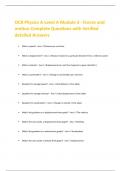 OCR Physics A-Level A Module 3 - Forces and  motion Complete Questions with Verified  detailed Answers