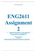 Exam (elaborations) ENG2611 Assignment 2 (COMPLETE ANSWERS) 2024 (858764) - 25 June 2024 •	Course •	Applied English Language for Foundation (ENG2611) •	Institution •	University Of South Africa (Unisa) ENG2611 Assignment 2 (COMPLETE ANSWERS) 2024 (858764) 