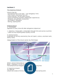 Introduction to Leisure summary all lectures year 1