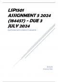 LSP1501 Assignment 5 2024 (184457) - DUE 3 July 2024