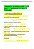 Differential Equations 2024-2025 Exam Questions and Answers Graded A+