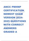 ANCC PMHNP  CERTIFICATION  NEWEST EXAM  VERSION 2024- 2025 QUESTIONS  WITH CORRECT  ANSWERS  GRADED A