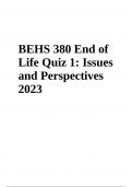 BEHS 380 End of Life Issues and Perspectives UMGC Quiz 1 2024