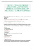 AIC 301 - FINAL EXAM PREP QUESTIONS AND VERIFIED DEFINED ANSWERS ALREADY GRADED A+ GUARANTEED PASS