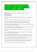 TIPS CERTIFICATION EXAM QUESTIONS WITH CORRECT ANSWERS 100% 2024