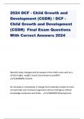 2024 DCF - Child Growth and Development (CGDR) / DCF - Child Growth and Development (CGDR) Final Exam Questions With Correct Answers 2024